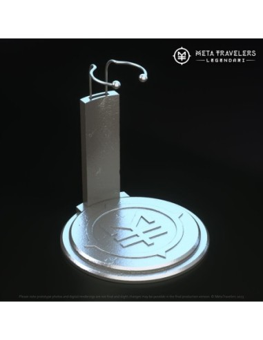 Legendari Action Figure Stand with MetaTravelers Logo