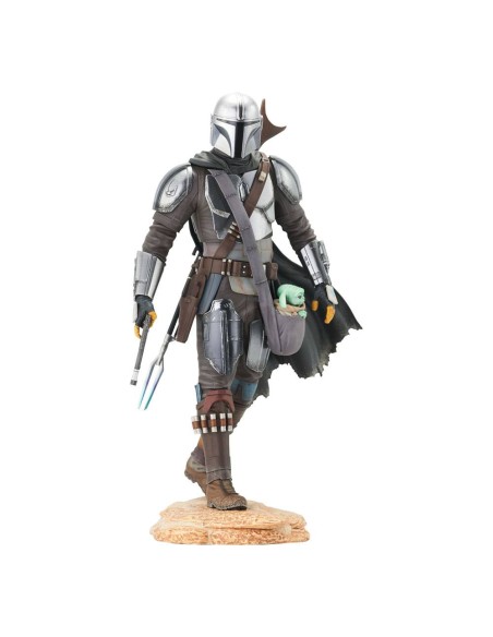 The Mandalorian With The Child Estatua Resina 25 Cm Star Wars Premier Collection 1/7 Scale