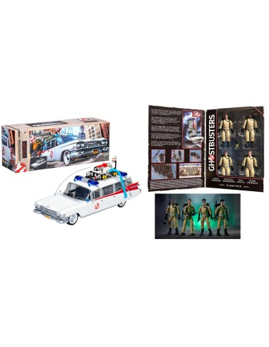 Ghostbusters Plasma Series Action Figure 4-Pack 40th Anniversary 10 cm & Ecto-1 1984