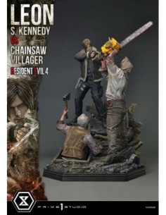 Resident Evil 4 Ultimate Premium Masterline Series Statue 1/4 Leon S. Kennedy vs. Chainsaw Villager 76 cm