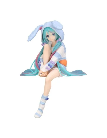 Hatsune Miku Noodle Stopper PVC Statue Hatsune Miku Rabbit Ear Hood Pajama Blue Color Ver. 14 cm