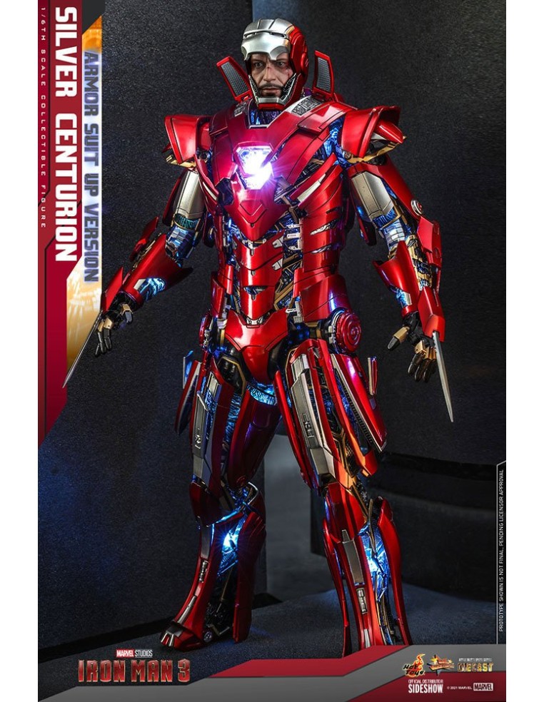 Iron Man 3 MMS618D43 Silver Centurion Armor Suit Up Version DieCast 1/6 32 cm  Hot Toys