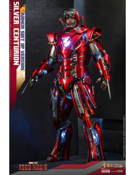 Iron Man 3 MMS618D43 Silver Centurion Armor Suit Up Version DieCast 1/6 32 cm  Hot Toys