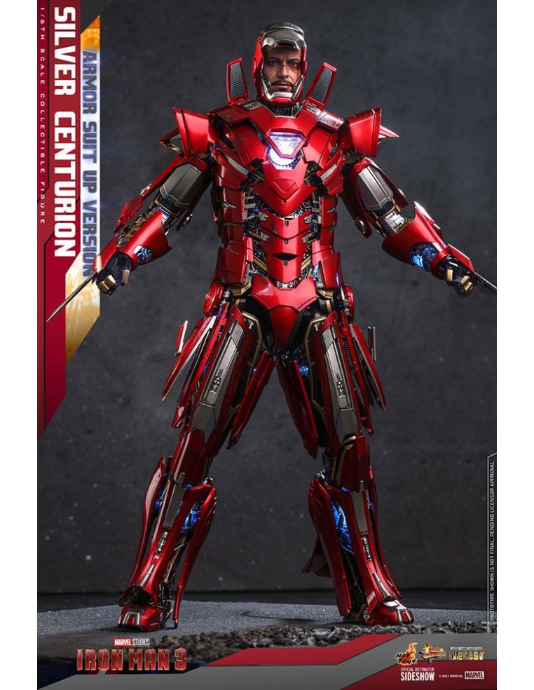 Iron Man 3 MMS618D43 Silver Centurion Armor Suit Up Version DieCast 1/6 32 cm  Hot Toys