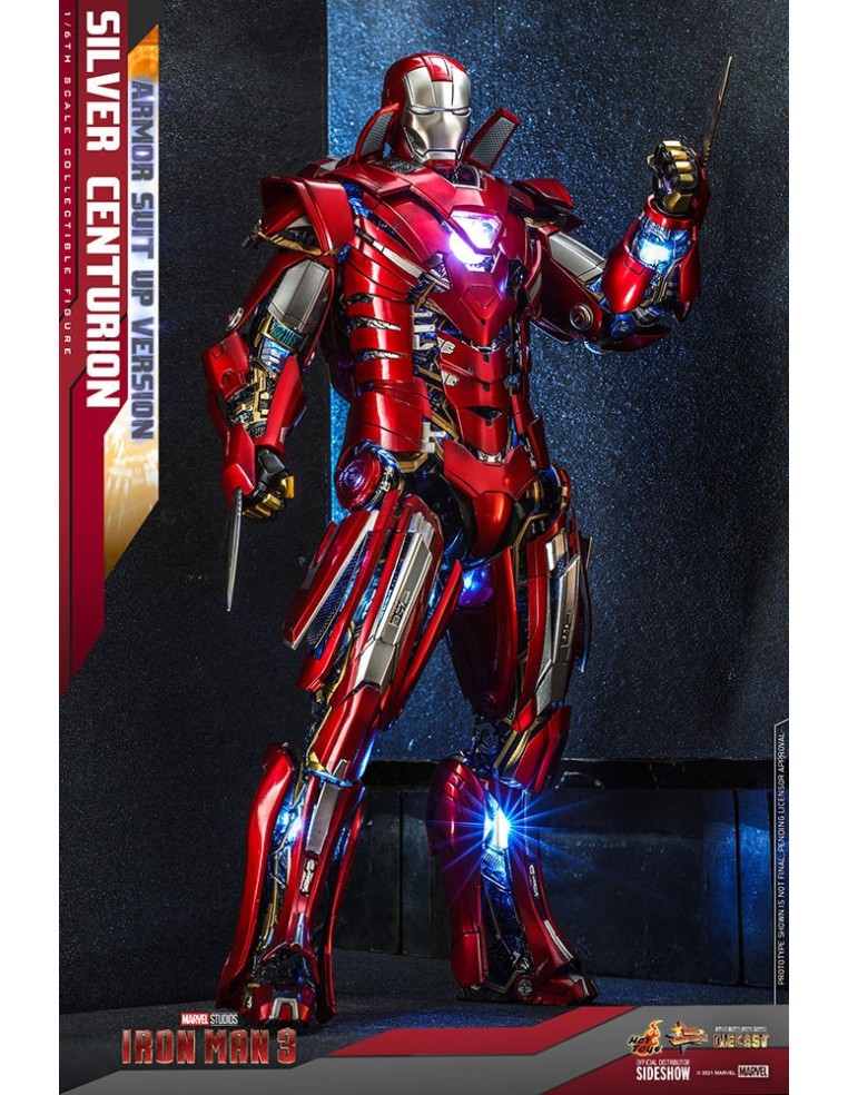 Iron Man 3 MMS618D43 Silver Centurion Armor Suit Up Version DieCast 1/6 32 cm  Hot Toys