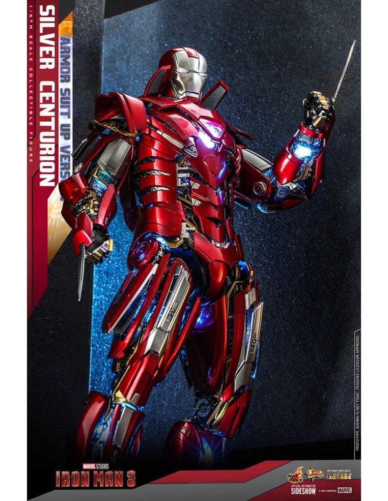 Iron Man 3 MMS618D43 Silver Centurion Armor Suit Up Version DieCast 1/6 32 cm  Hot Toys