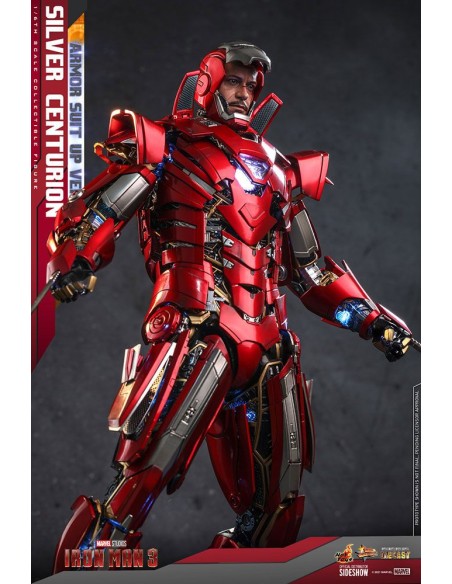 Iron Man 3 MMS618D43 Silver Centurion Armor Suit Up Version DieCast 1/6 32 cm  Hot Toys