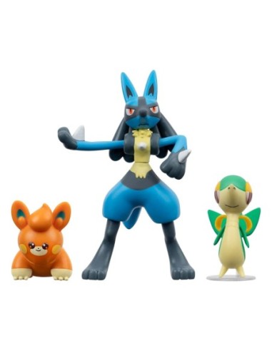 Pokémon Battle Figure Set 3-Pack Snivy, Pawmi, Lucario 5 cm  Jazwares