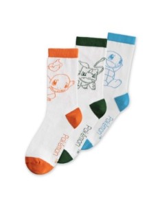 Pokemon Socks 3-Pack Charmander, Bulbasaur, Squirtle 43-46