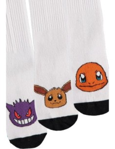 Pokemon Socks 3-Pack Heads Black & White 35-38