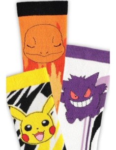 Pokémon Socks 3-Pack Pikachu, Charmander, Gengar 43-46