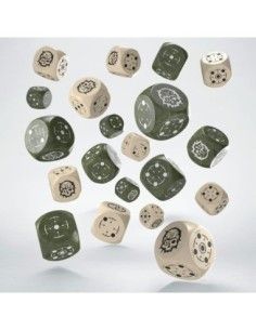 Crosshairs Compact D6 Dice Set Beige&Olive (20)  Q Workshop