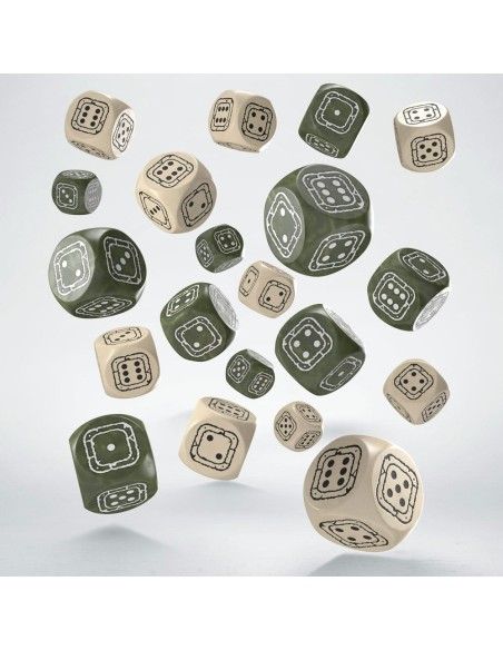 Fortress Compact D6 Dice Set Beige&Olive (20)  Q Workshop