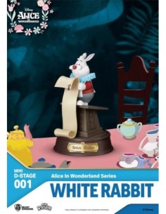 Alice in Wonderland Mini Diorama Stage PVC Statue Glasses White Rabbit 10 cm  Beast Kingdom