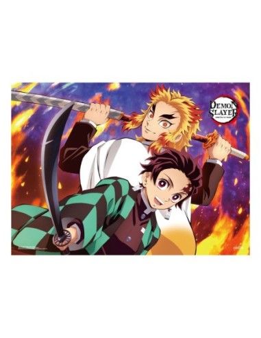 Demon Slayer: Kimetsu no Yaiba Fabric Poster Tanjiro And Kyojuro Rengoku 84 x 118 cm