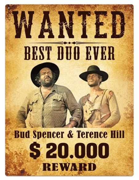 Bud Spencer & Terence Hill Tin Sign Wanted 30 x 40 cm  Blechwaren Fabrik Braunschweig