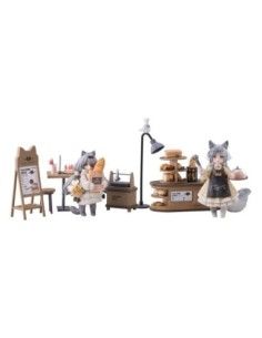 Decorated Life Collection PVC Statue Tea Time Cats - Cat Town Bakery Staff & Customer Set 12 cm